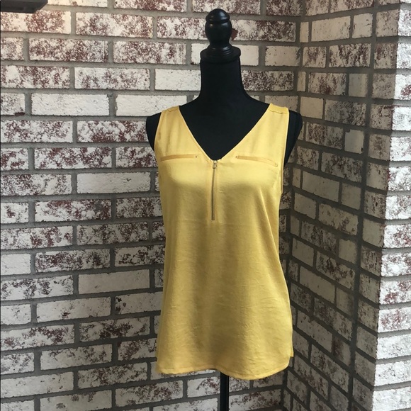 Express Tops - Express Mustard Zipper Blouse